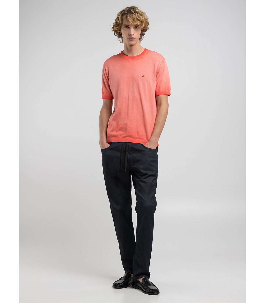 オンブレ ソフトコットン半袖ニット 詳細画像 オレンジ 3